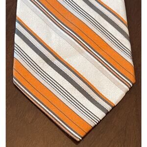 Express Design Studio Orange Gray 100% Silk Men’s Neck Tie Made In China